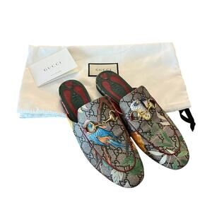 Gucci Princetown GG Monogram Tropical Birds Horsebit Loafer Mule EU 36.5 US 6.5